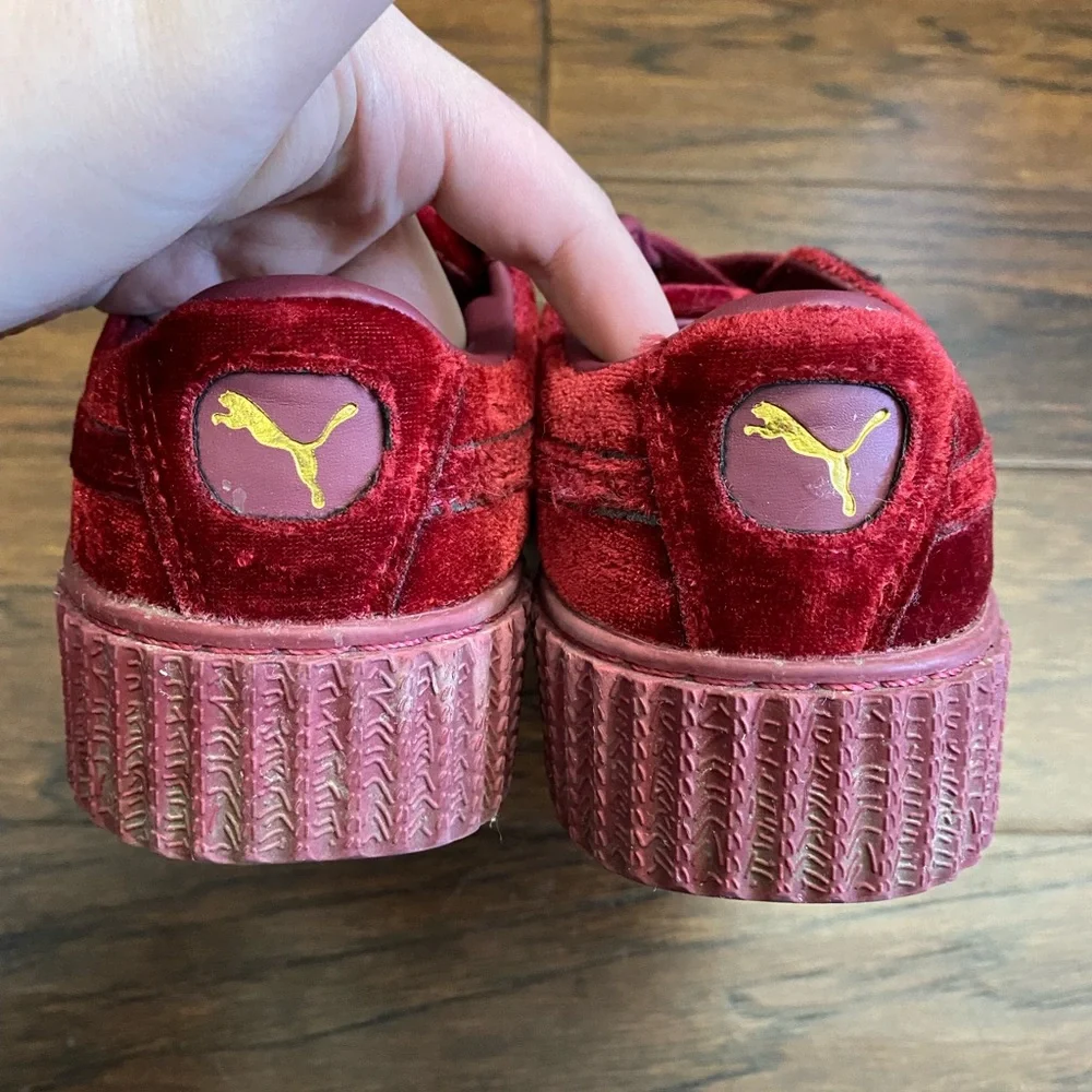 Puma x Fenty Rihanna velvet Burgundy red Creepers platform sneakers - Picture 4 of 6